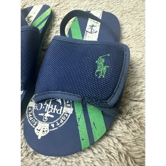 Polo Ralph Lauren Kids Shoes 10 Slide w/ Strap Slip On Sandals Blue - Picture 11 of 16